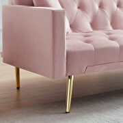 Pink velvet tufted back and seat convertible sofa bed by La Spezia additional picture 2