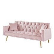 Pink velvet tufted back and seat convertible sofa bed by La Spezia additional picture 3