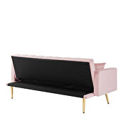 Pink velvet tufted back and seat convertible sofa bed by La Spezia additional picture 4