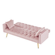 Pink velvet tufted back and seat convertible sofa bed by La Spezia additional picture 5