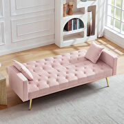 Pink velvet tufted back and seat convertible sofa bed by La Spezia additional picture 6
