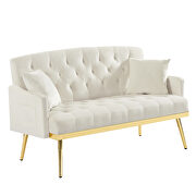 Cream white velvet 2-seater sofa with gold metal legs by La Spezia additional picture 2