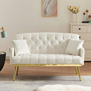 Cream white velvet 2-seater sofa with gold metal legs by La Spezia additional picture 3