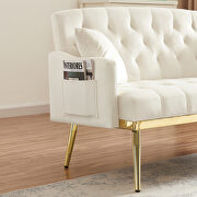 Cream white velvet 2-seater sofa with gold metal legs by La Spezia additional picture 7