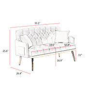 Cream white velvet 2-seater sofa with gold metal legs by La Spezia additional picture 8