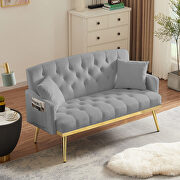 Gray velvet 2-seater sofa with gold metal legs by La Spezia additional picture 3