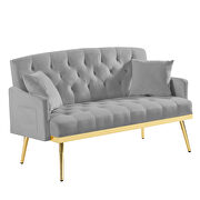 Gray velvet 2-seater sofa with gold metal legs by La Spezia additional picture 5