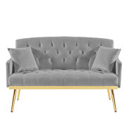 Gray velvet 2-seater sofa with gold metal legs by La Spezia additional picture 7