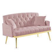 Pink velvet 2-seater sofa with gold metal legs by La Spezia additional picture 2
