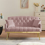 Pink velvet 2-seater sofa with gold metal legs by La Spezia additional picture 8