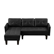 Black faux leather l-shape sectional sofa bed with ottoman bench by La Spezia additional picture 3