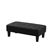Black faux leather l-shape sectional sofa bed with ottoman bench by La Spezia additional picture 4