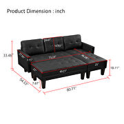Black faux leather l-shape sectional sofa bed with ottoman bench by La Spezia additional picture 6