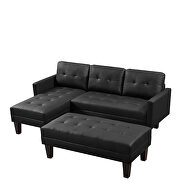 Black faux leather l-shape sectional sofa bed with ottoman bench by La Spezia additional picture 7