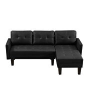 Black faux leather l-shape sectional sofa bed with ottoman bench by La Spezia additional picture 8