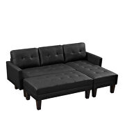 Black faux leather l-shape sectional sofa bed with ottoman bench by La Spezia additional picture 10
