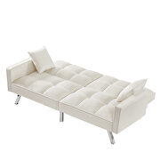 Cream white velvet sofa couch bed with armrests and 2 pillows by La Spezia additional picture 5