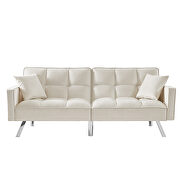 Cream white velvet sofa couch bed with armrests and 2 pillows by La Spezia additional picture 8