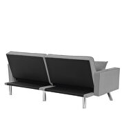 Modern velvet sofa couch bed with armrests and 2 pillows in light gray by La Spezia additional picture 6