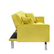 Modern velvet sofa couch bed with armrests and 2 pillows in yellow by La Spezia additional picture 6