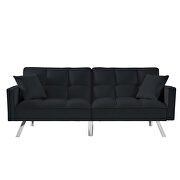 Black velvet sofa couch bed with armrests and 2 pillows by La Spezia additional picture 2