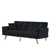 Black velvet sofa couch bed with armrests and 2 pillows by La Spezia additional picture 5