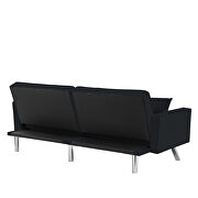 Black velvet sofa couch bed with armrests and 2 pillows by La Spezia additional picture 6