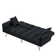Black velvet sofa couch bed with armrests and 2 pillows by La Spezia additional picture 7