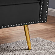 Black velvet tufted nailhead trim futon sofa bed with metal legs by La Spezia additional picture 4