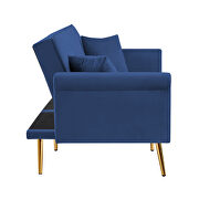 Blue velvet tufted nailhead trim futon sofa bed with metal legs by La Spezia additional picture 2