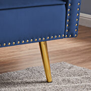 Blue velvet tufted nailhead trim futon sofa bed with metal legs by La Spezia additional picture 5