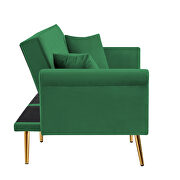 Green velvet tufted nailhead trim futon sofa bed with metal legs by La Spezia additional picture 5