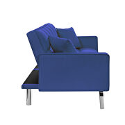 Modern velvet sofa couch bed with armrests and 2 pillows in blue by La Spezia additional picture 4