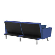 Modern velvet sofa couch bed with armrests and 2 pillows in blue by La Spezia additional picture 7