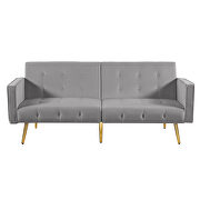 Gray velvet button tufted loveseat bed with armrest by La Spezia additional picture 3