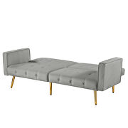 Gray velvet button tufted loveseat bed with armrest by La Spezia additional picture 4