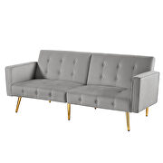 Gray velvet button tufted loveseat bed with armrest by La Spezia additional picture 5
