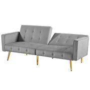 Gray velvet button tufted loveseat bed with armrest by La Spezia additional picture 6