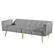 Gray velvet button tufted loveseat bed with armrest by La Spezia additional picture 7