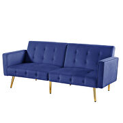 Blue velvet button tufted loveseat bed with armrest by La Spezia additional picture 3