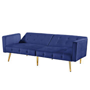 Blue velvet button tufted loveseat bed with armrest by La Spezia additional picture 4