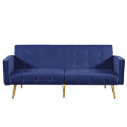 Blue velvet button tufted loveseat bed with armrest by La Spezia additional picture 5