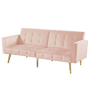 Pink velvet button tufted loveseat bed with armrest by La Spezia additional picture 3