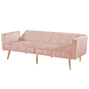 Pink velvet button tufted loveseat bed with armrest by La Spezia additional picture 4