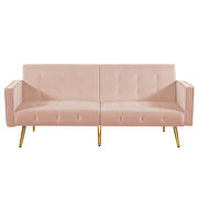 Pink velvet button tufted loveseat bed with armrest by La Spezia additional picture 5