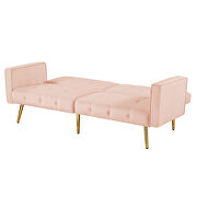 Pink velvet button tufted loveseat bed with armrest by La Spezia additional picture 6