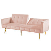 Pink velvet button tufted loveseat bed with armrest by La Spezia additional picture 7