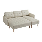 Beige foam-filled fabrc sectional l-shape sofa bed with ottoman bench by La Spezia additional picture 2