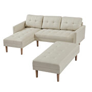 Beige foam-filled fabrc sectional l-shape sofa bed with ottoman bench by La Spezia additional picture 6