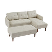 Beige foam-filled fabrc sectional l-shape sofa bed with ottoman bench by La Spezia additional picture 7